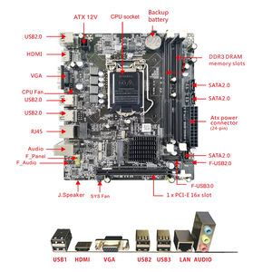 لوحة أم بسطح المكتب طراز i3 i5 i7 إنتل H55 بمقبس لعام 1155 بأفضل سعر وجودة جيدة - Product Image 2
