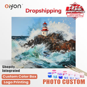 Kit de peinture par numéros ORFON <span class=keywords><strong>pour</strong></span> débutants en dropshipping, peinture acrylique en gros, phare dans les vagues rugissantes - Product Image 1
