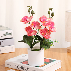 Orquídea Phalaenopsis Artificial en Maceta Redonda, Doble Rama, 29cm, Material PP, Planta Decorativa para el Hogar - Product Image 3
