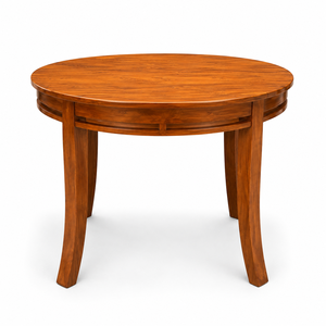 Mesa de Comedor Redonda Nórdica de Madera de Teca con Cuatro Sillas Laterales, Muebles de Madera Maciza para Apartamento, Cafetería y Comedor de Boutique - Product Image 3