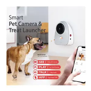 APP Controle Multi-scene Use Pet Inteligente 1080p HD Câmera Dog Food Treat Lançador Pet Alimentador Inteligente com Wi-Fi