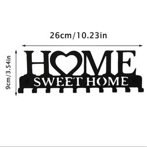 Home Sweet Home Wall Hooks 10 Hangers Self Adhesive <b>Key</b> Coat <b>Rack</b> Novelty Decorative Hook For Door Entryway Storage - Product Image 3