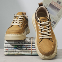 Baskets décontractées à plateforme en PU pour homme, à lacets, avec semelle épaisse et rehaussante, style skate, pour l'extérieur