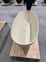 Baignoire autoportante moderne en surface solide, ovale de luxe en pierre, pour salle de bain, bain à remous haut de gamme en pierre artificielle intégrée