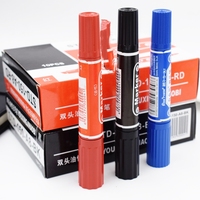 Vente en gros de courrier logistique en vrac noir/bleu/rouge stylo marqueur permanent étanche à l'huile à double tête et bout rond