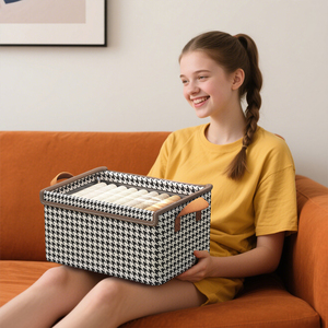 Hộp lưu trữ có thể gập lại với nắp trong suốt với khung kim loại-tổ chức quần áo chống bụi cho tủ quần áo, quần & Lưu trữ tại nhà - Product Image 3