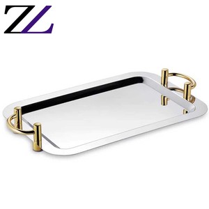 Plat <span class=keywords><strong>de</strong></span> <span class=keywords><strong>présentation</strong></span> <span class=keywords><strong>de</strong></span> luxe pour buffet, chauffe-plats, plateau carré argenté doré, étagère moderne, assiettes miroir pour restaurant - Product Image 3