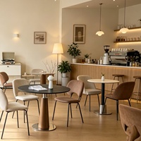 Table ronde de café en bois massif, table à manger et chaises pour la maison, style ancien