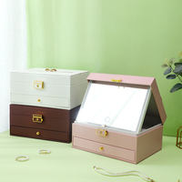 Nouveau Design Voyage Cosmétique Organisateur Sac Grande Capacité Boîte À Bijoux De Rangement Maquillage cas Avec Miroir Led