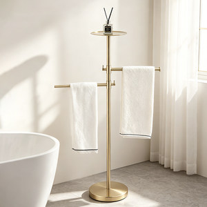 Porte-serviettes sur pied en acier inoxydable 304 avec étagère, rangement pour baignoire, mobile - Product Image 1