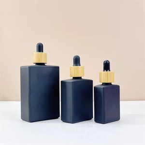 100ml Stock Matte Black Rectangle Square Glass <b>Dropper</b> <b>Bottles</b> with Bamboo <b>Dropper</b> Cap for Cosmetic Packaging - Product Image 6