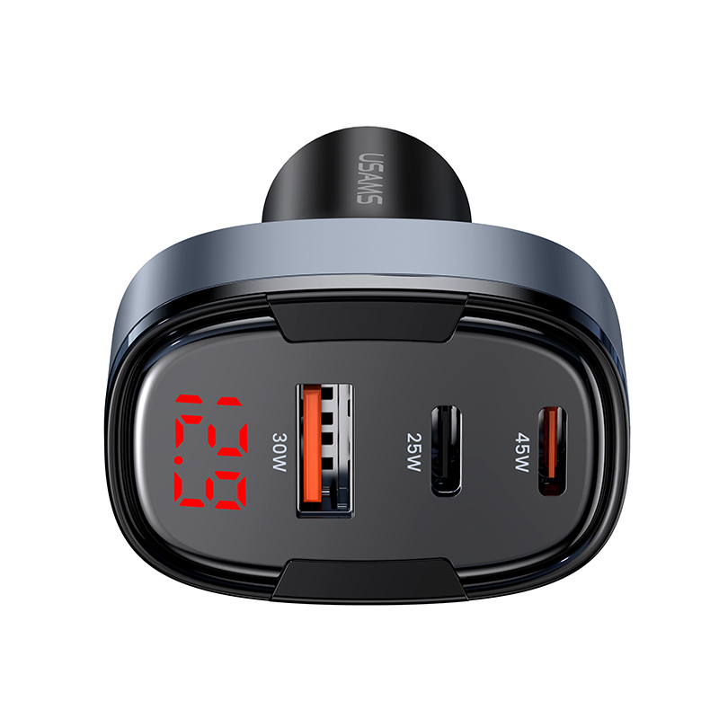 USAMS 2024 Newest Car Accessories 3ports Car Charger 100w Fast Charging QC PD Fast Aluminum Alloy Charger Car Adapter for iphone · image 4