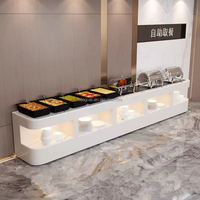 Table de Buffet Moderne en Marbre Durable pour la Restauration, Mobilier de Restaurant, Utilisation Hôtelière, Station de Présentation Alimentaire Libre-Service, Rangement Ouvert