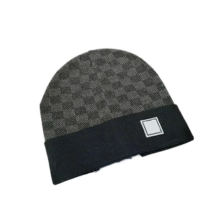 Luxury Unisex Checkerboard Winter Hat Acrylic Knit <b>Beanie</b> with Crochet Ski Bobble Cap Common Fabric Designer Bob - Product Image 1
