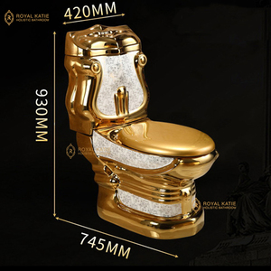 โรงงานเฉาโจว ราคาโรงงาน โถสุขภัณฑ์เซรามิกแบบชิ้นเดียว ระบบไซฟอน ล้างแบบ Washdown สีทองสองสี สำหรับขาย - Product Image 4