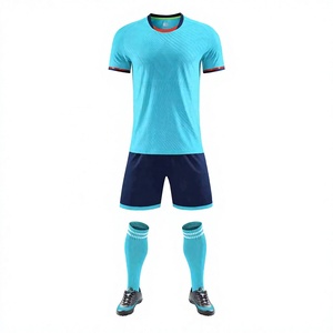Conjunto de Camiseta de Fútbol para Hombre, Personalizable con el Nombre del Equipo, Camiseta Azul, Pantalones Cortos Azul Marino, Calcetines, Impresión Sublimada, Absorbe la Humedad, Secado Rápido, Uniforme para Adultos - Product Image 1