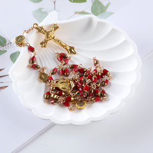 Premio fatto a mano cattolico <span class=keywords><strong>rosario</strong></span> 53 perline croce <span class=keywords><strong>d</strong></span>'<span class=keywords><strong>oro</strong></span> per la devozione - Product Image 2