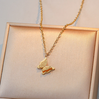 Collar con Colgante de Mariposa Religiosa con Caligrafía de Alá, Joyería de Moda Musulmana Islámica Árabe de Acero Inoxidable, Venta al por Mayor para Eid y Ramadán