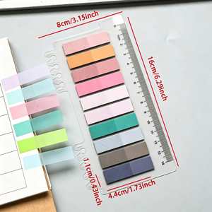 Lot de marque-pages autocollants multi-couleurs en PET avec règle graduée, blocs-notes pour le bureau, l'étude et la rentrée scolaire, idéal pour les affaires - Product Image 2
