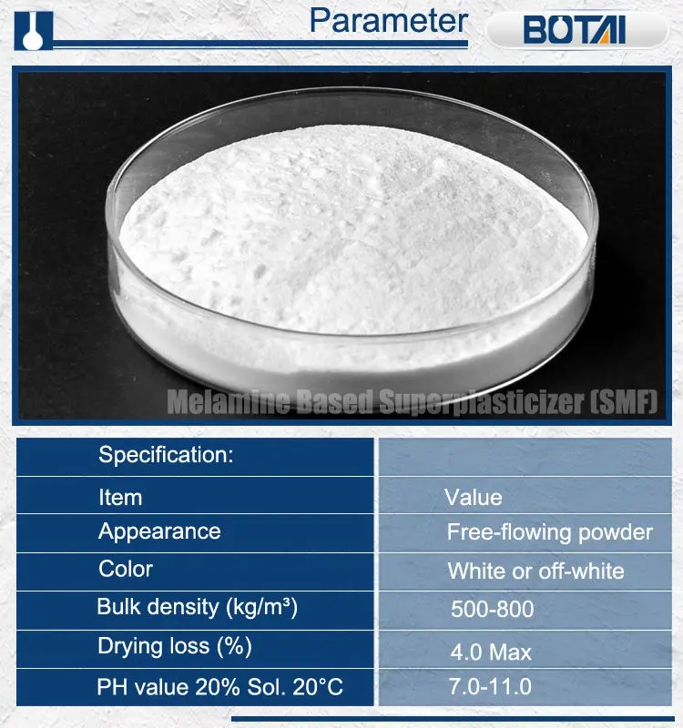 Sulfonaat Melamine Formaldehyde Hars Poeder Voor Beton Bijmengsels Melamine Gebaseerde Superweekmaker Water Reducer Smf Poeder