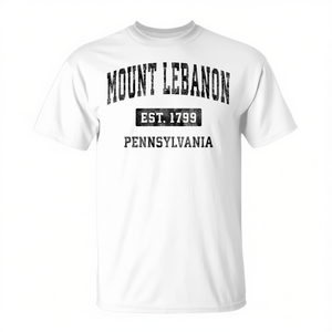 Mount Lebanon Pennsylvania Est 1799 T-shirt vintage per adulti, unisex, in cotone, girocollo, manica corta, promozionale - Product Image 2