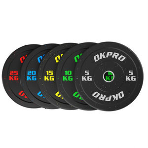 OKPRO suministro de fábrica logotipo personalizado Fitness Color 5KG 10KG 15KG 20KG 25KG Placa de barra discos miga Placa de parachoques de goma - Product Image 4