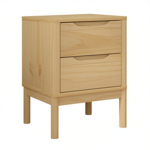 Solid Pine Wood Nightstand 2 Drawers Modern Scandinavian Bedroom Furniture <b>Storage</b> <b>Bedside</b> Cabinet - Product Image 1
