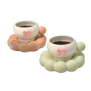 Set di Tazza e Piattino in Ceramica di Alta Qualità, Design Minimalista Nordico con Manico, Utensili per Tè Pomeridiano per Casa e Ufficio - Product Image 1