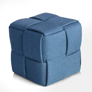 Novo produto tecido azul ottoman cubo de assento, ottoman, stool