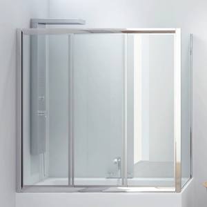 Kamalu P2000S Cabine de douche moderne pour baignoire 170x80cm Porte coulissante pliante avec cadre en laiton de 6 mm et verre inoxydable - Product Image 3