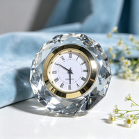 Cadeau de mariage, horloge en cristal diamant, horloge de bureau en cristal, décoration d'hôtel, cadeau commémoratif d'affaires, horloge en cristal en forme de diamant