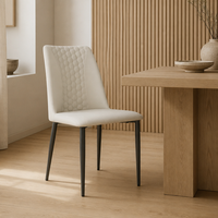 Chaise de salle à manger en acier carbone couleur bronze avec revêtement en similicuir et dossier matelassé pour mobilier de restaurant