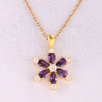 Collier pendentif en laiton plaqué or 18 carats pour femmes Lettre colorée Forme de fleur Cadeau de la Saint-Valentin Usine Collier pendentif en gros