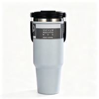 Gobelet isotherme en acier inoxydable de 40 oz, tasse à café de voyage à double paroi avec poignée et couvercle rabattable, logo personnalisé OEM