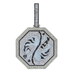 Colgante Talismán del Zodíaco Chino que Brilla en <span class=keywords><strong>la</strong></span> Oscuridad, 60mm, con Circonitas, Compatible con Cadena <span class=keywords><strong>Cubana</strong></span>, Venta al Por Mayor - Product Image 3