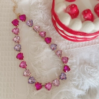 Nueva moda de lujo colorido gran corazón diamante encanto collar 18K chapado en oro cadena gargantilla collares joyería collar mujeres