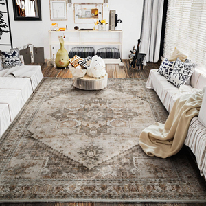 Area Living Room Stain Resistant Throw Flat Pile Vintage Distressed Turkish Persian Oriental Abstract Jacquard <b>Printed</b> 0.6cm - Product Image 2