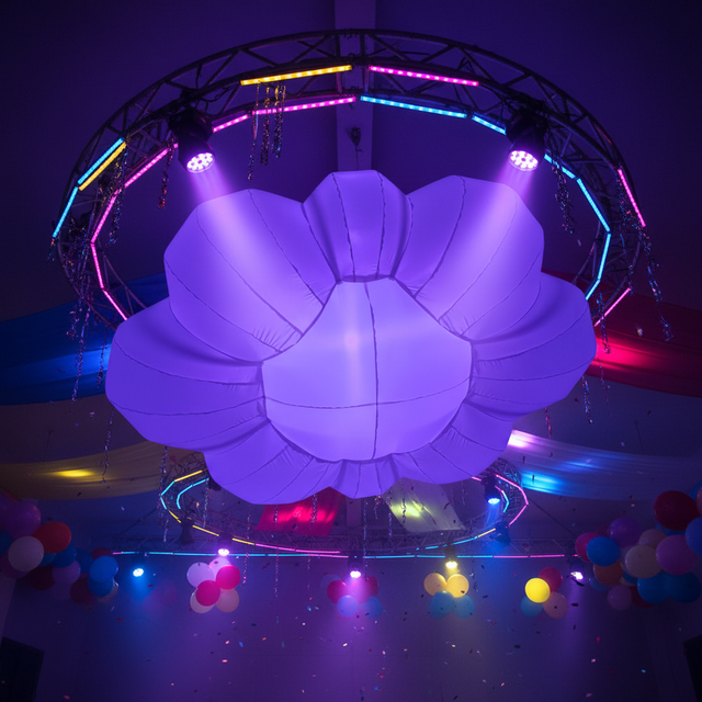 Music Festival LED Inflatable Cloud Balloon Colorful LED Huge Inflatable PVC Clouds for Gala Night Stage Decoration