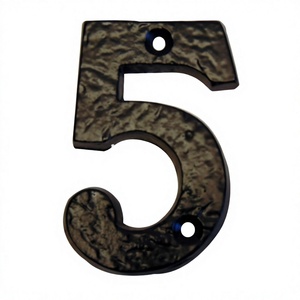 Ornement de numérotation permanente en fonte n ° 5 Porte facile à monter et panneau de numéro en métal mural pour chambres d'hôtel et de restaurant - Product Image 1
