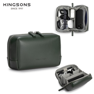 Kingsons Electronic Organizer Bag With Zipper Compartment For Cables And Phone Storage Green - Product Image 1
