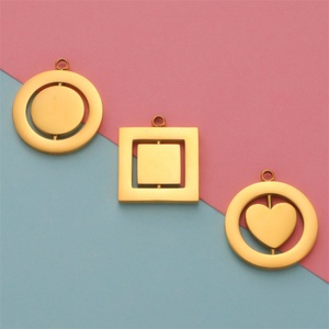 Pendentifs en forme de cœur ronds pour enfants en gros, breloques en acier inoxydable poli miroir pour la fabrication de bijoux - Product Image 5