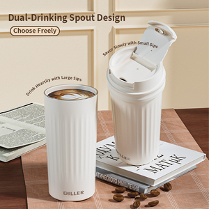 Tazza da Caffè in Ceramica con Logo Personalizzato 550ml, Bicchiere Termico in Acciaio Inox SUS304 Isolato Sottovuoto e Antigoccia per Ufficio, <span class=keywords><strong>Casa</strong></span> e Viaggio - Product Image 2