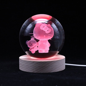 Prix usine point 3D veilleuse boule de cristal point Lilo coloré <span class=keywords><strong>lampe</strong></span> de Table en bois ornement de lit - Product Image 3