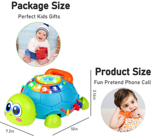 Tambor de música multifuncional educativo, inducción para gatear, teléfono móvil, sistema de estudio para estudiantes, juguete de aprendizaje para bebés, juguete Musical de tortuga - Product Image 6