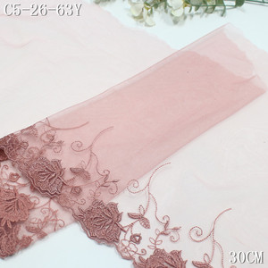 Encaje Bordado de Poliéster de 30 cm con Borde de Malla Floral <span class=keywords><strong>Rosa</strong></span>, Precio de Fábrica, para Vestidos de Mujer, Accesorios Textiles - Product Image 5