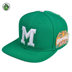Gorra de Béisbol Unisex de Moda Hip Hop con Logotipo Personalizado, Imagen Empresarial, Bordado 3D en Relieve Verde, Letra M, 6 Paneles, Parche Lateral Campeones, Visera Plana - Product Image 1