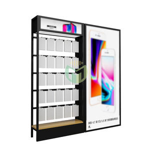 Good quality MDF Wood glass mobile cell phone shop display counter cabinet table