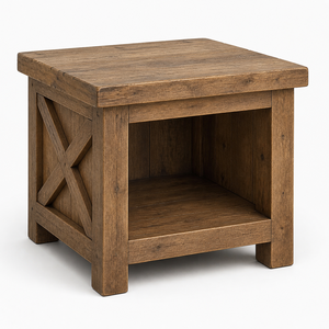 Table de chevet et table basse convertible en bois massif, étagère de rangement artisanale pour chambre et salon - Product Image 2