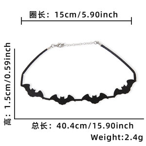 Collar de Halloween de estilo Vintage americano europeo accesorio de cuello de fantasma de murciélago ajustable decoración de fiesta de fieltro - Product Image 2