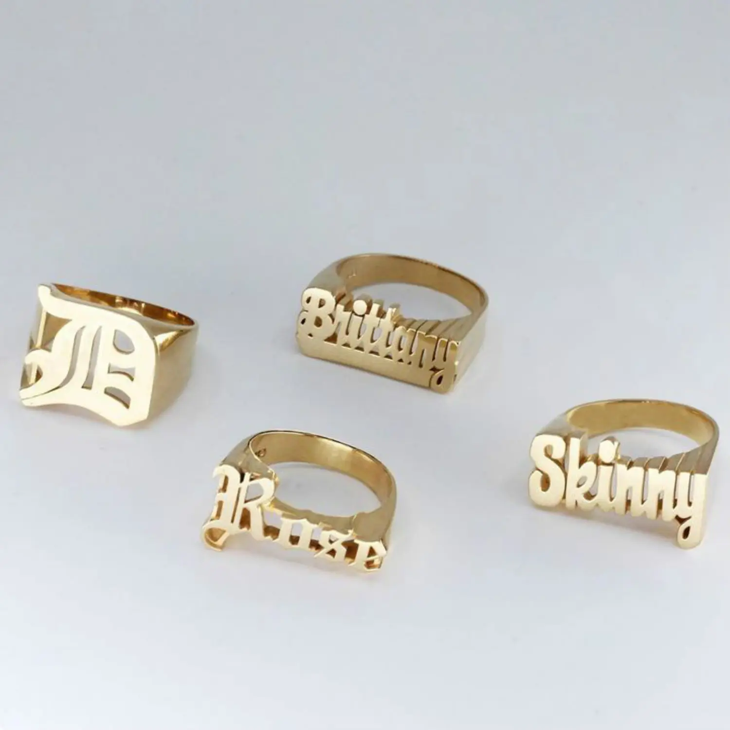 Huitan — bague avec nom en 3d pour hommes, anneau punk Hip-Hop personnalisé, plaqué or, bijou cadeau